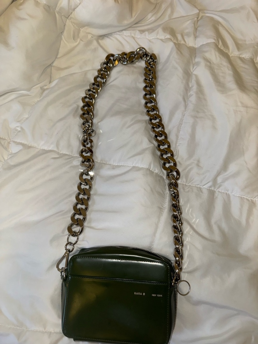 Dark Green Patent Crossbody Bag